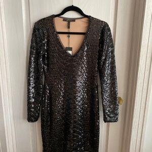 BCBG Sabryna Black Sequin Cocktail Dress